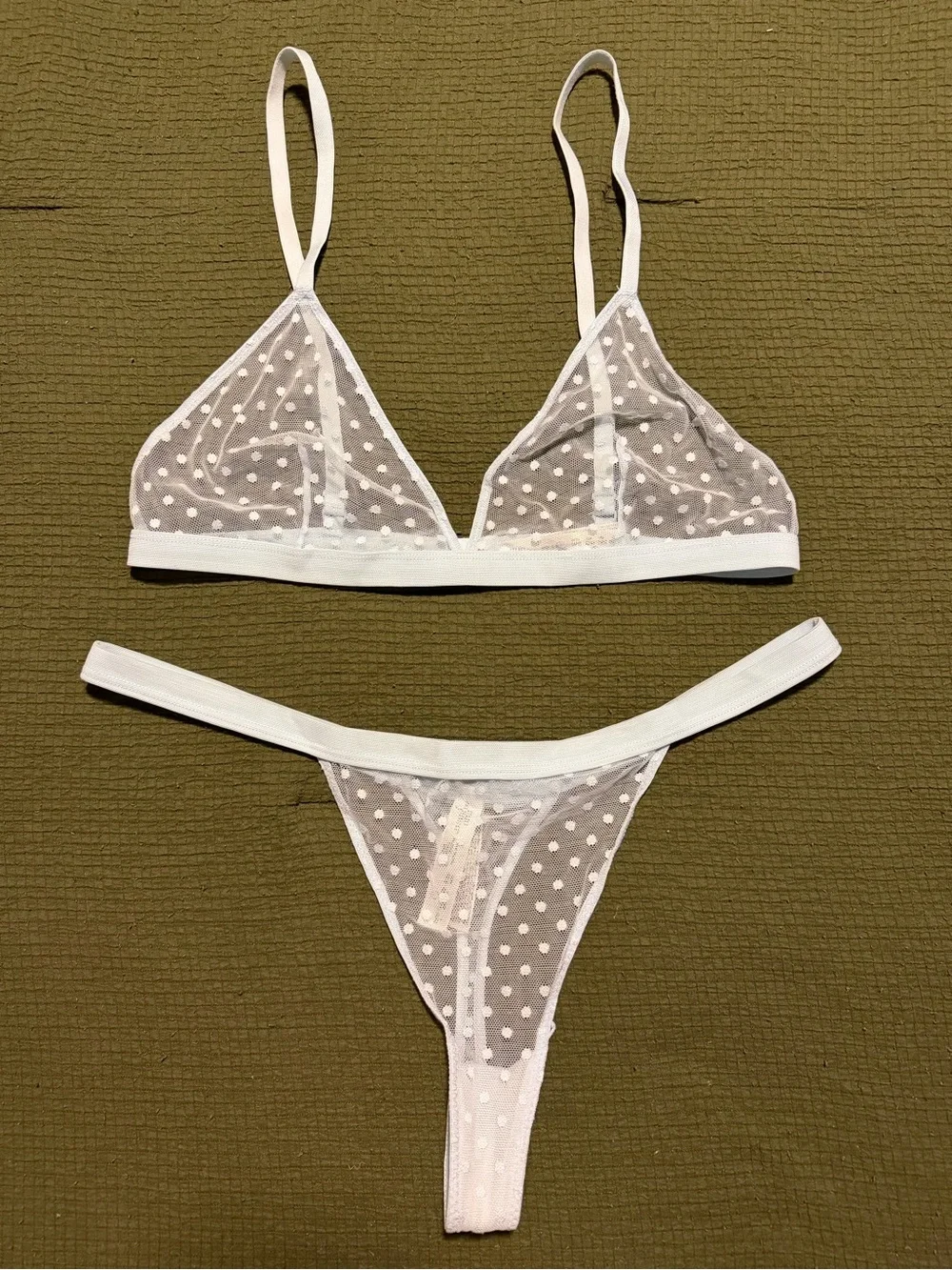 Primark Sheer Polka Dot Bralette & Thong Set